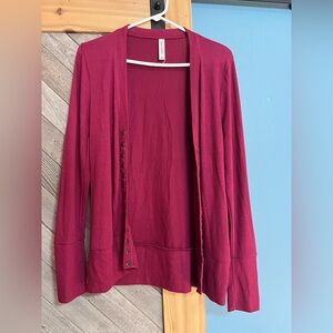Zenana Outfitters Burgundy Button Front Cardigan